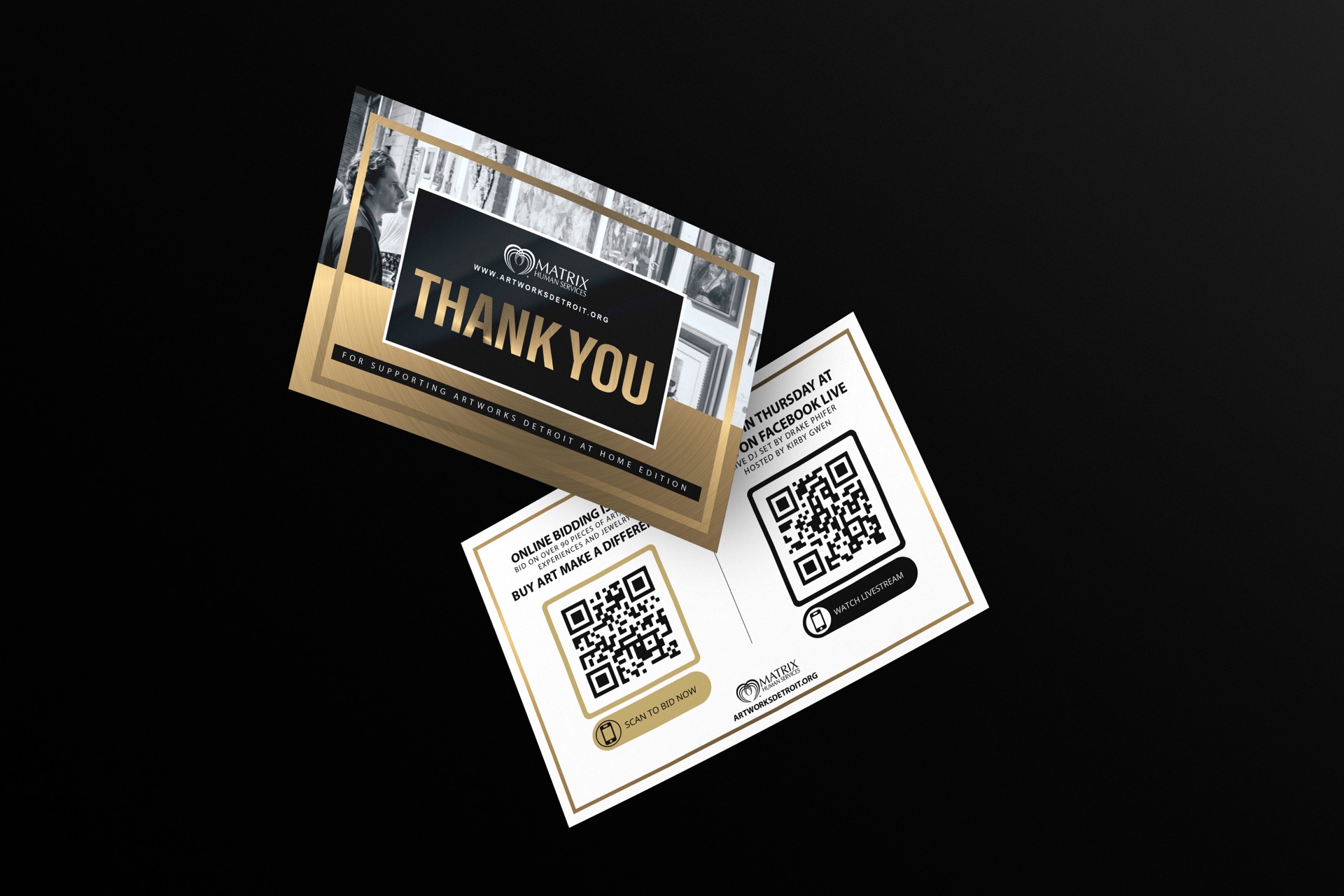 ArtWorks Detroit thank you cards and QR code assets